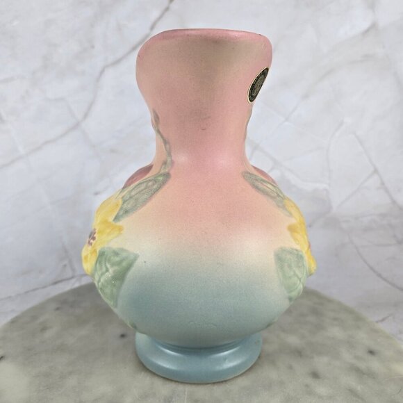 Vintage Hull Pottery Magnolia Matte Ewer Pink Yellow Blue Green Collectible - Picture 12 of 15
